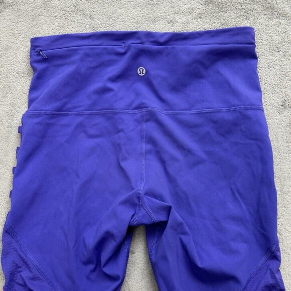Lululemon Leggings Women 8 Breezy Crop Iris Flower Activewear Athleisure Workout - Picture 13 of 15